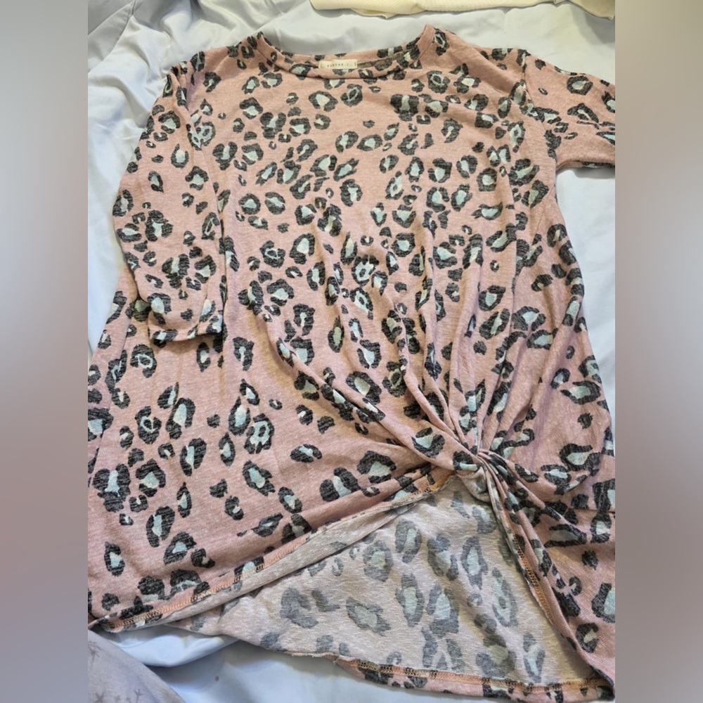 Leopard Print Knot Front Top